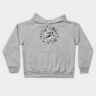 Geo-rex Vortex | Tyrannosaurus Dinosaur Fossil Art | Aquamarine Palette Kids Hoodie